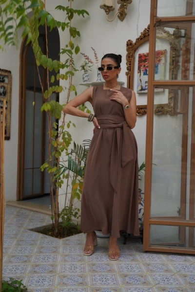 Brown Crepe Dress IB1034